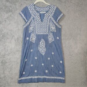 Roller Rabbit Blue and White Embroidered Mini Dress